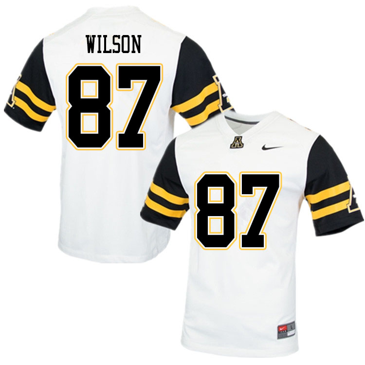 Men #87 Eli Wilson Appalachian State Mountaineers College Football Jerseys Sale-White